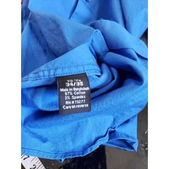 Apt.9 Stretch Slim Fit Royal Blue Neck Size 15 and a half 34/35 Men's Button Up - Picture 5 of 7